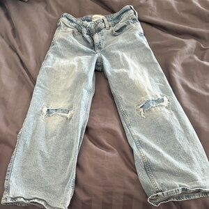 abercrombie kids light blue high-rise wide leg jeans